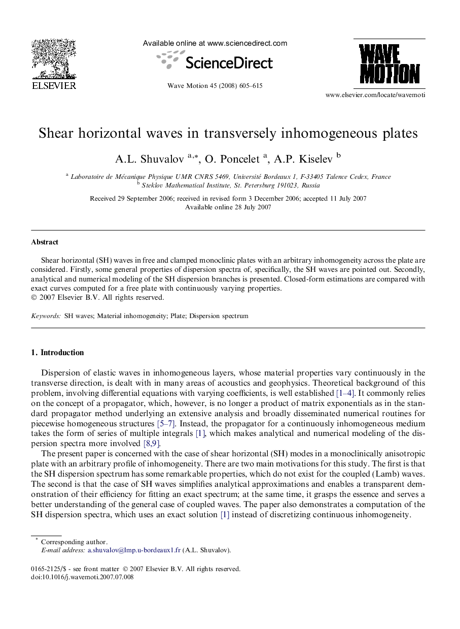 Shear horizontal waves in transversely inhomogeneous plates