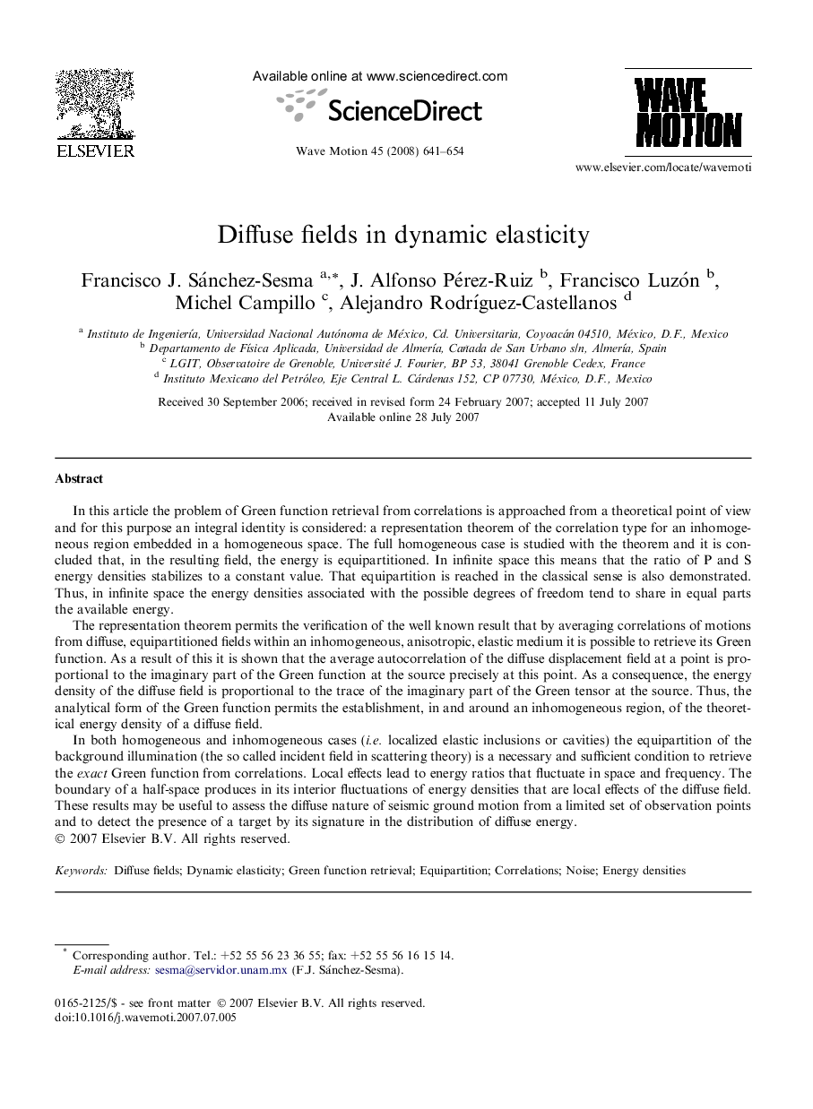 Diffuse fields in dynamic elasticity