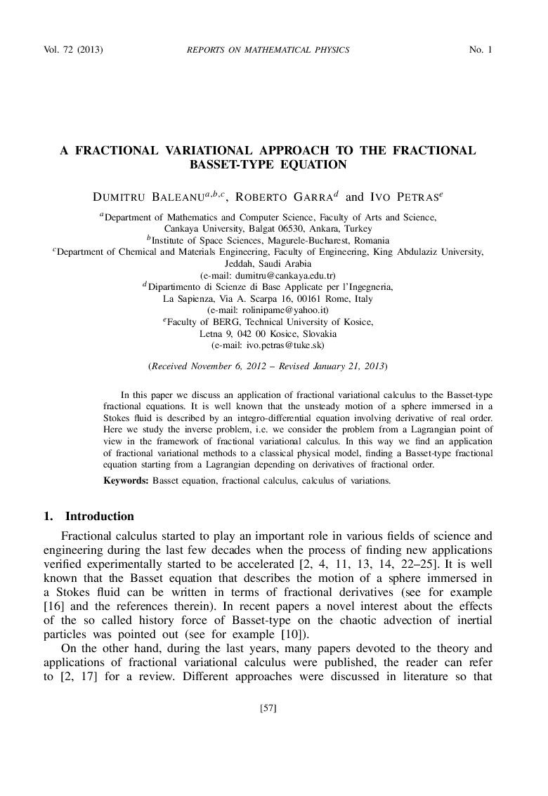 A Fractional Variational Approach to the Fractional Basset-Type Equation