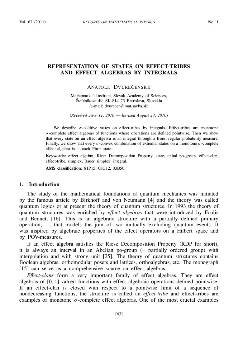 Representation of states on effect-tribes and effect algebras by integrals