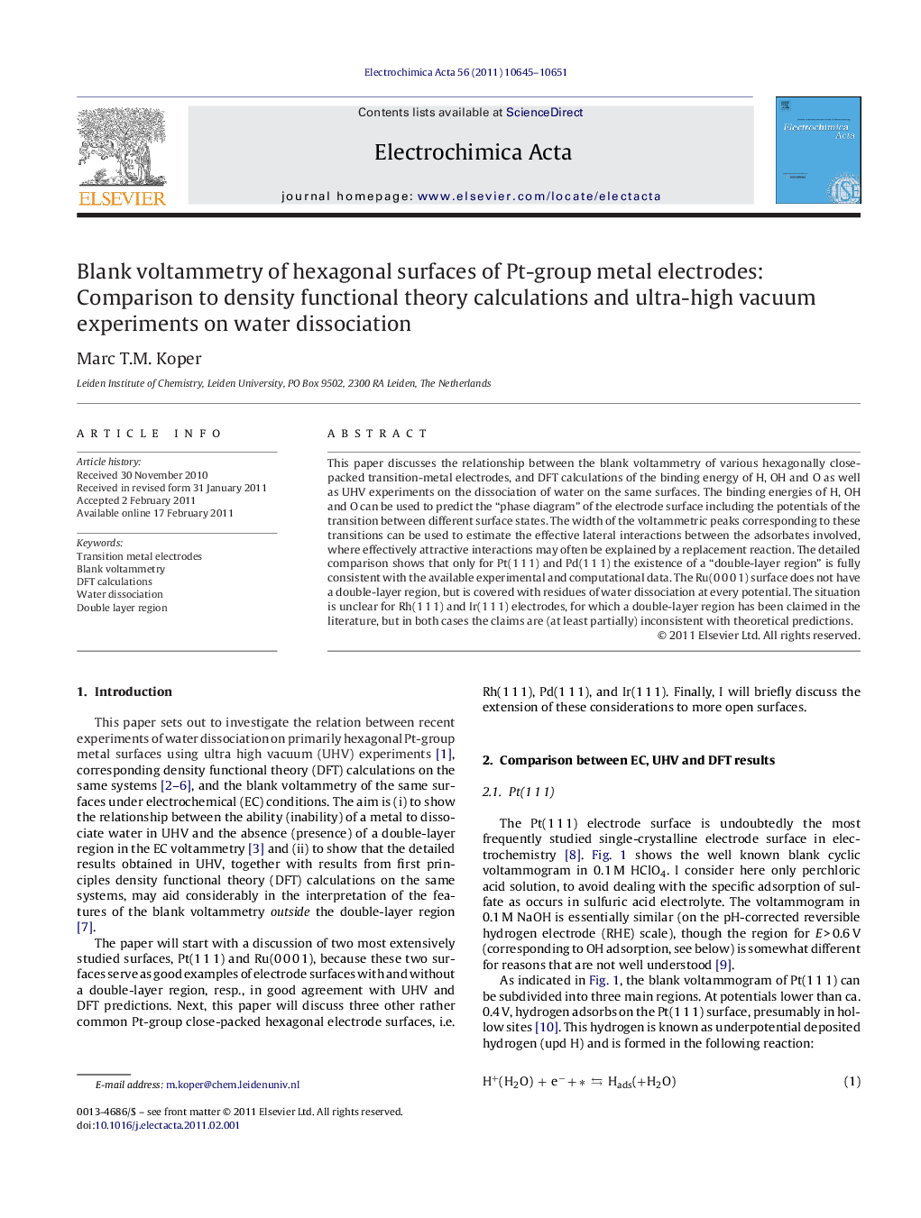 Blank voltammetry of hexagonal surfaces of Pt-group metal electrodes: Comparison to density functional theory calculations and ultra-high vacuum experiments on water dissociation