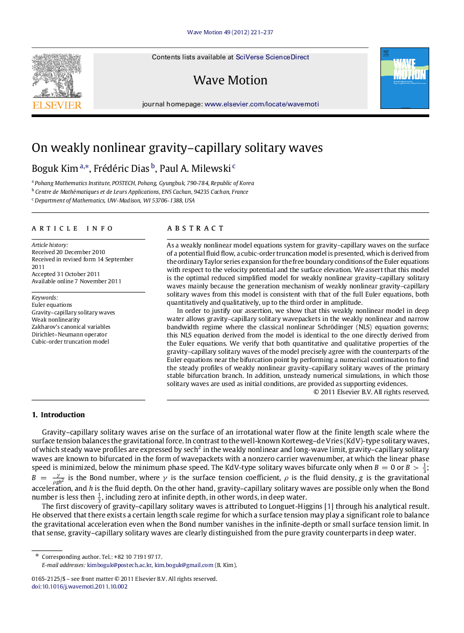 On weakly nonlinear gravity–capillary solitary waves