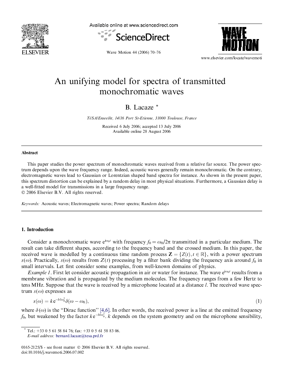 An unifying model for spectra of transmitted monochromatic waves