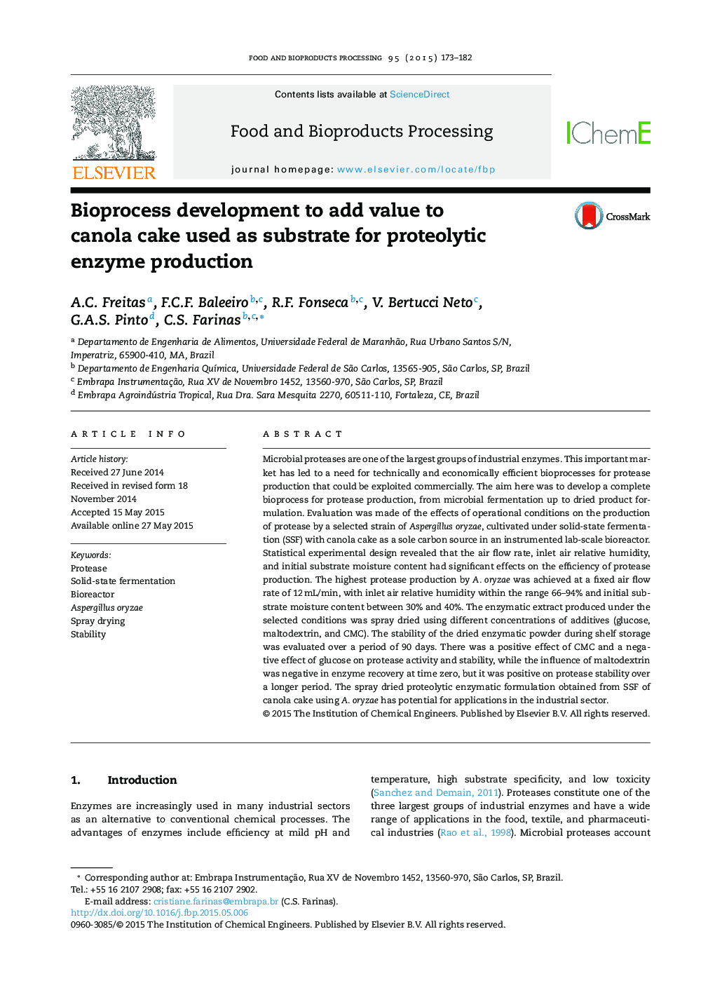 Bioprocess development to add value to canola cake used as substrate for proteolytic enzyme production