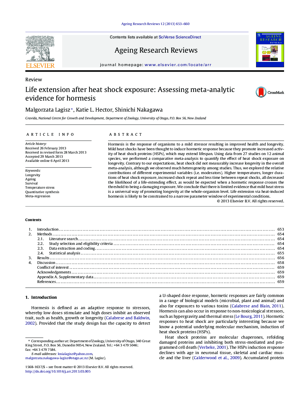 Life extension after heat shock exposure: Assessing meta-analytic evidence for hormesis