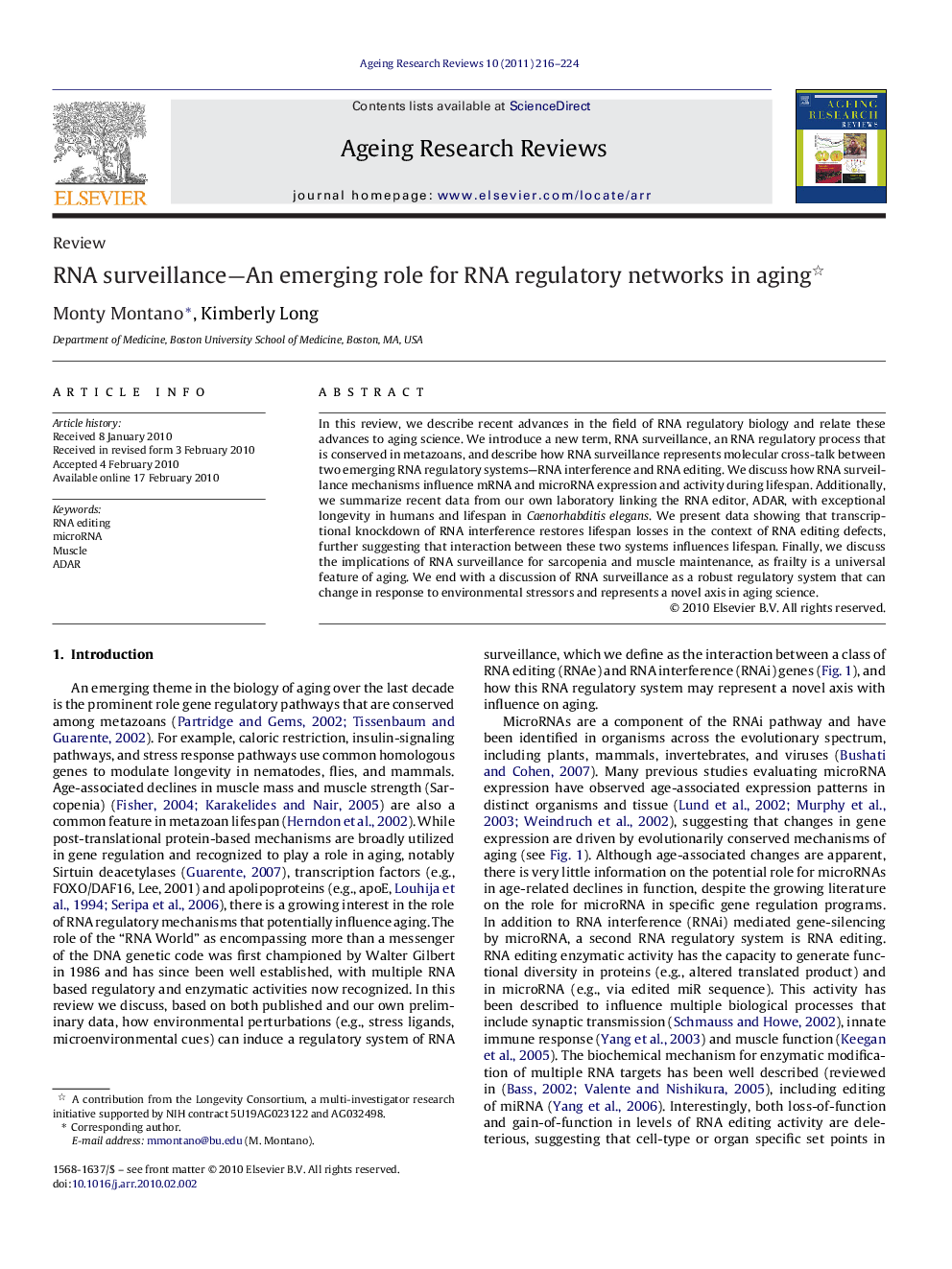 RNA surveillance—An emerging role for RNA regulatory networks in aging 