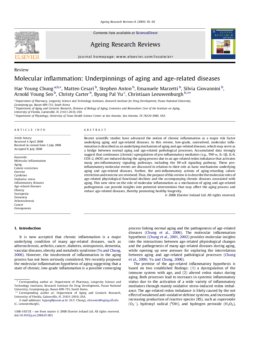 Molecular inflammation: Underpinnings of aging and age-related diseases