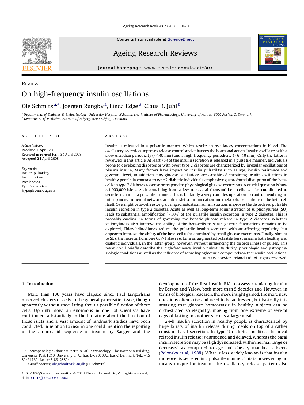 On high-frequency insulin oscillations