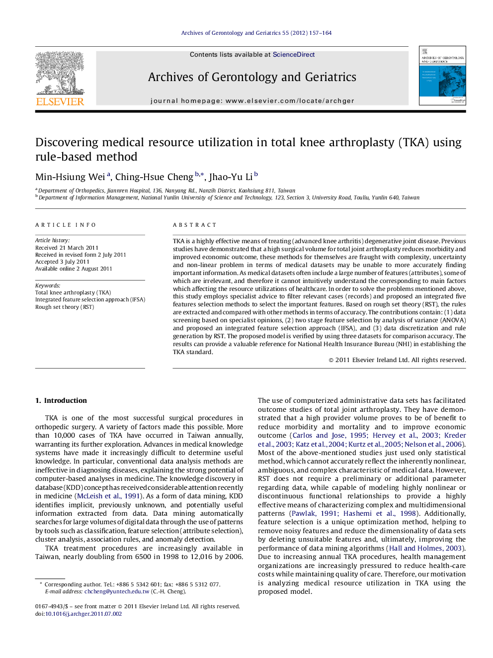 Discovering medical resource utilization in total knee arthroplasty (TKA) using rule-based method