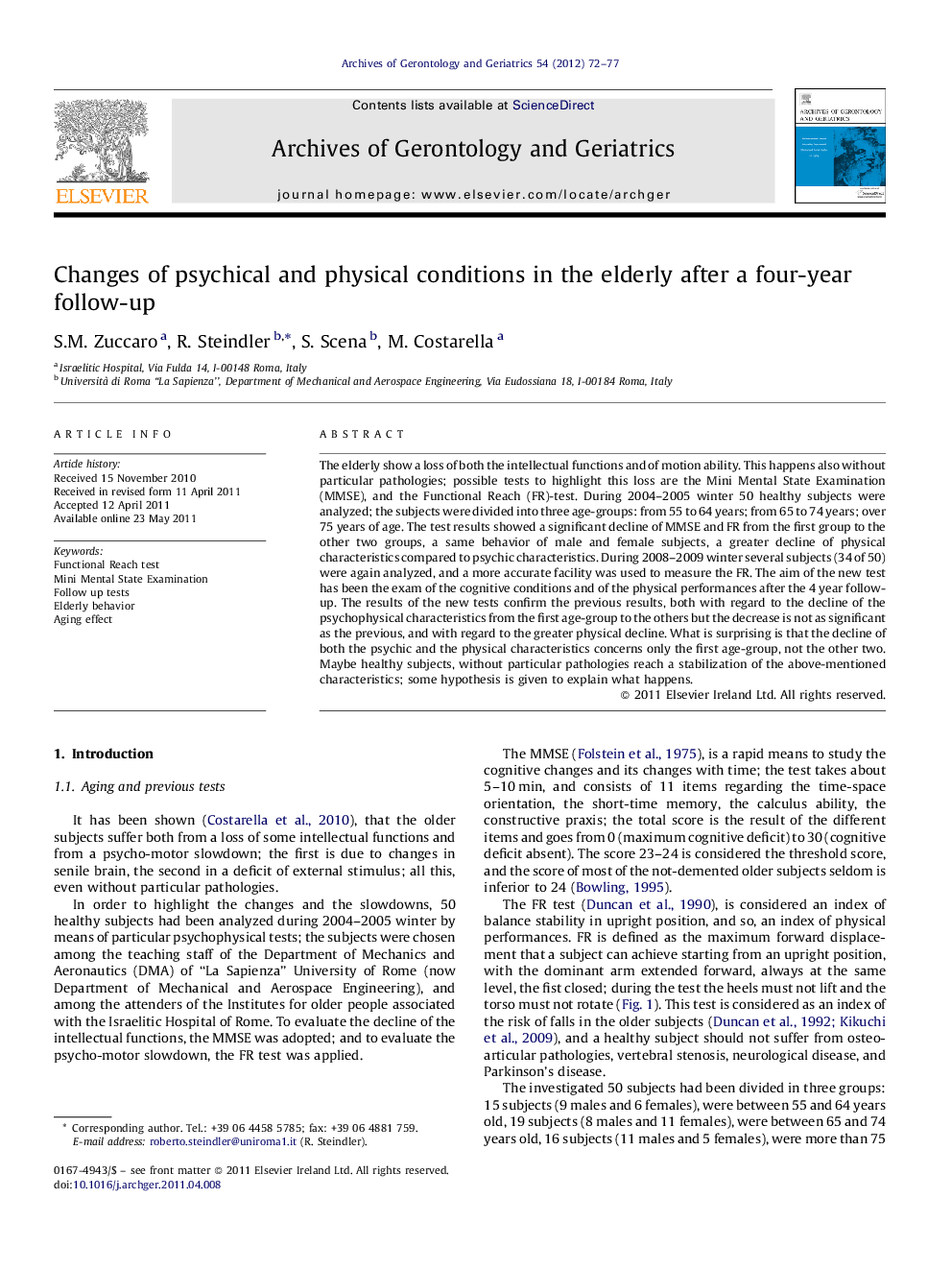 Changes of psychical and physical conditions in the elderly after a four-year follow-up