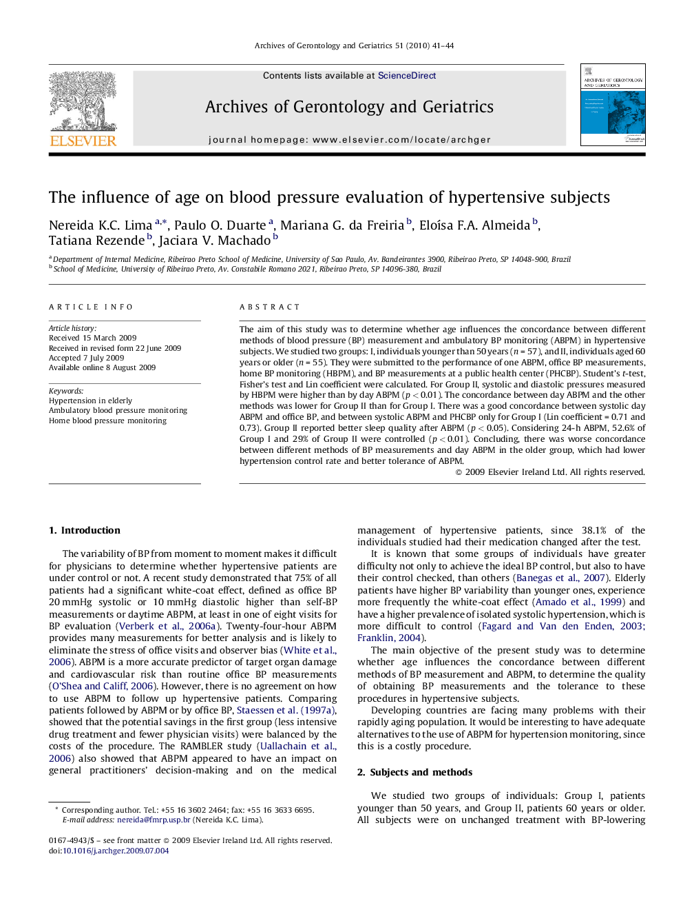 The influence of age on blood pressure evaluation of hypertensive subjects