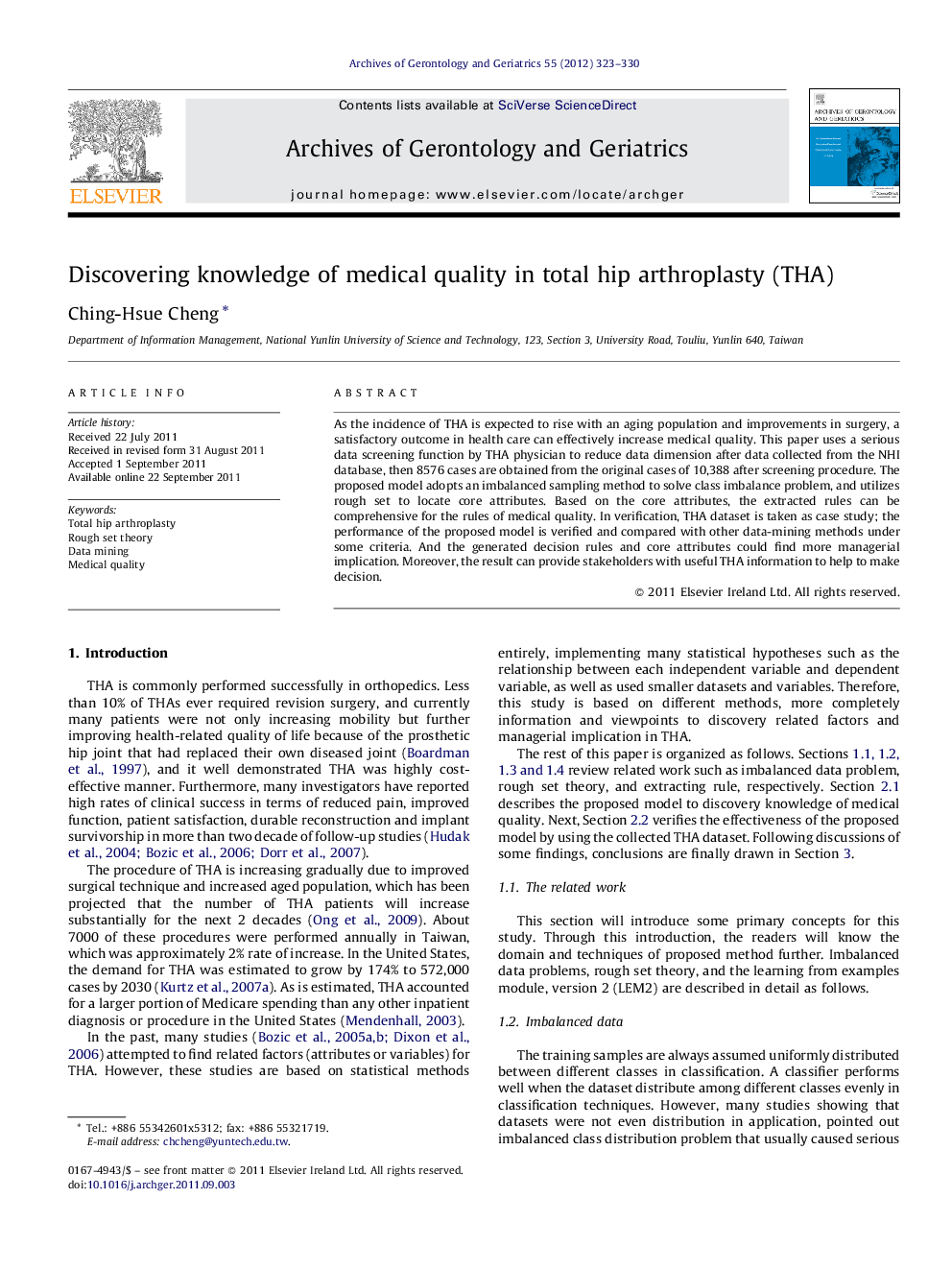 Discovering knowledge of medical quality in total hip arthroplasty (THA)