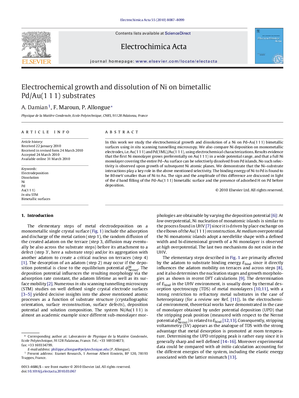 Electrochemical growth and dissolution of Ni on bimetallic Pd/Au(1 1 1) substrates