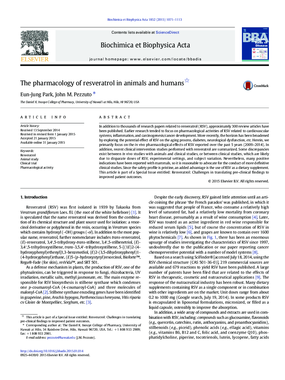 The pharmacology of resveratrol in animals and humans 