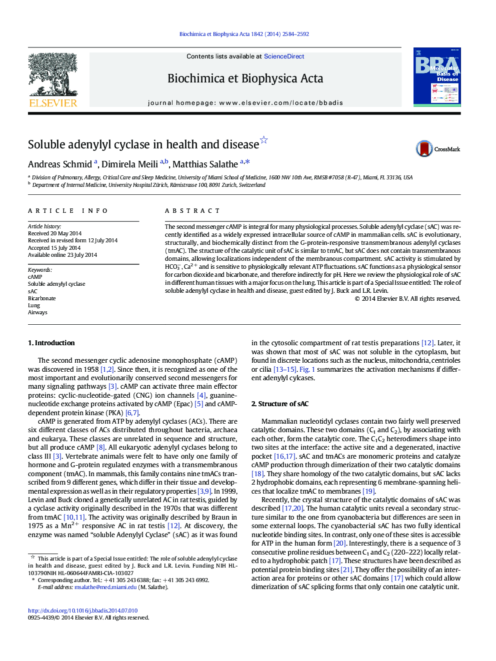 Soluble adenylyl cyclase in health and disease 