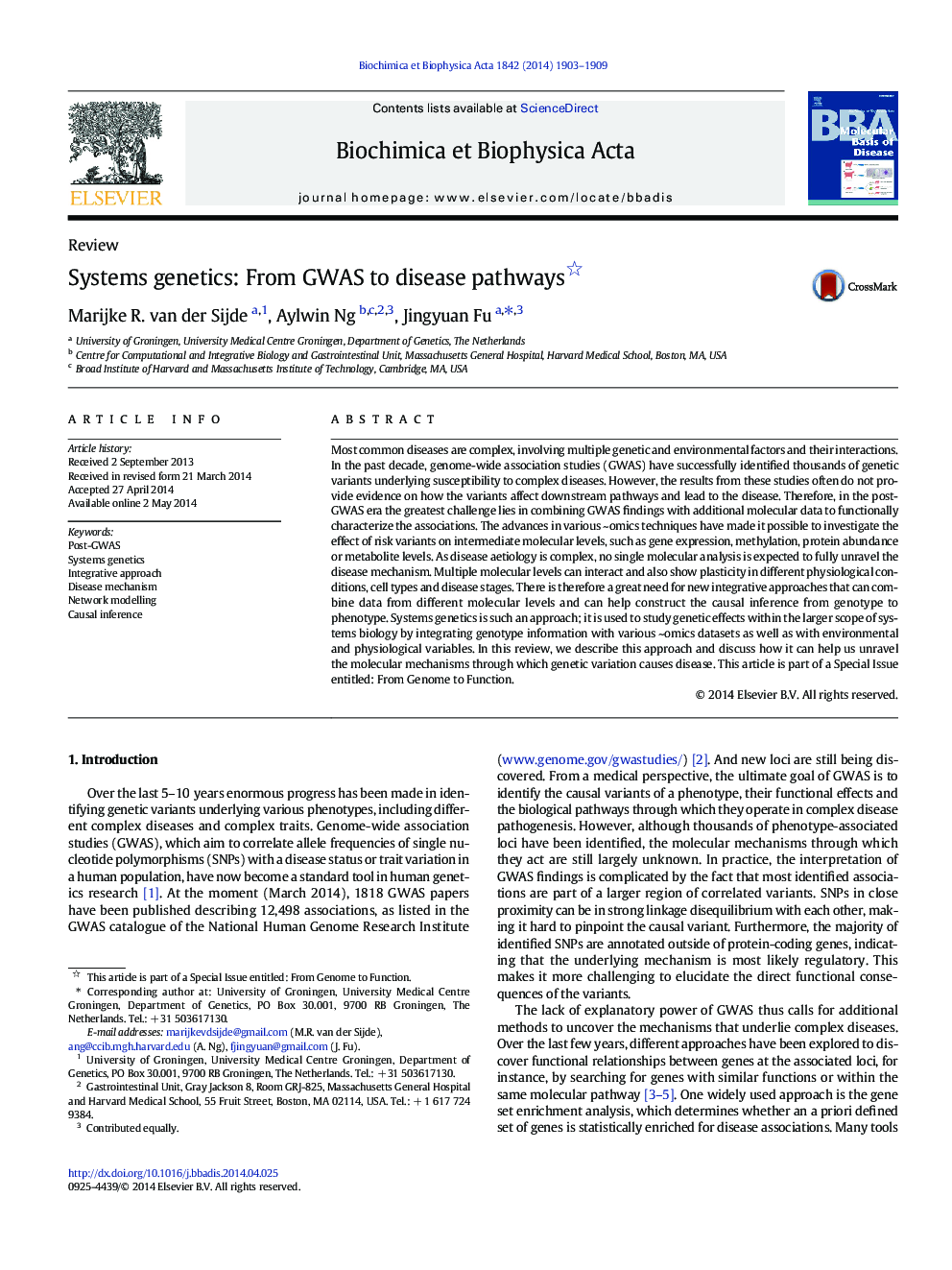 Systems genetics: From GWAS to disease pathways 