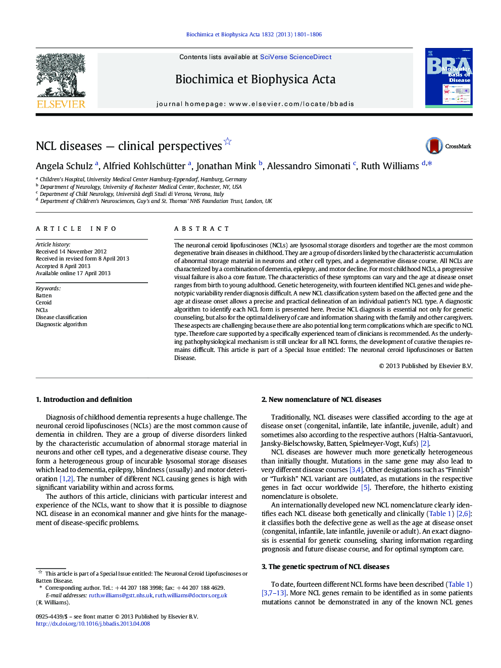 NCL diseases — clinical perspectives 