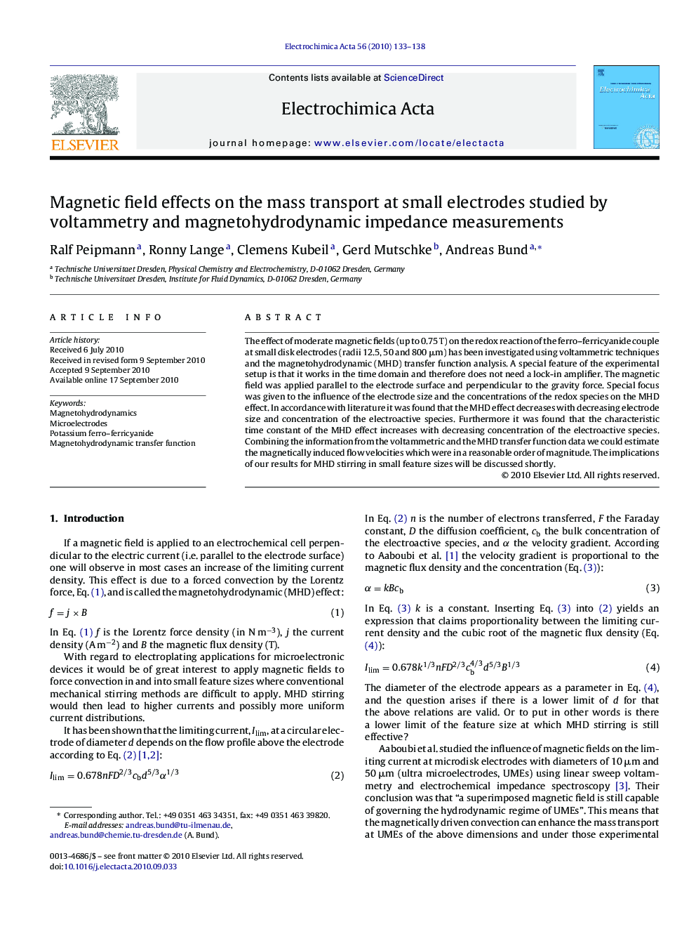 Magnetic field effects on the mass transport at small electrodes studied by voltammetry and magnetohydrodynamic impedance measurements