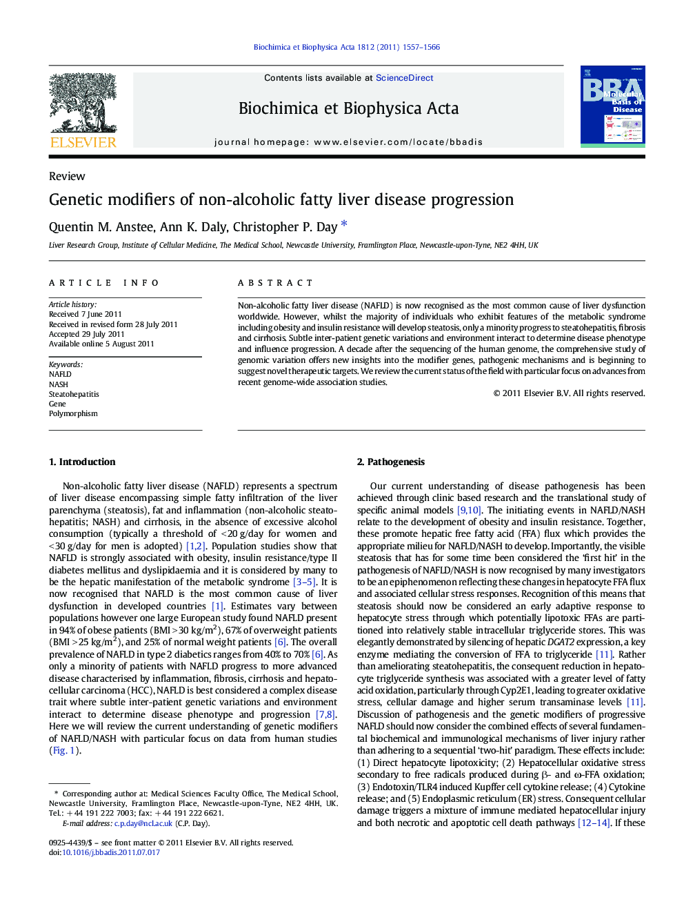 Genetic modifiers of non-alcoholic fatty liver disease progression