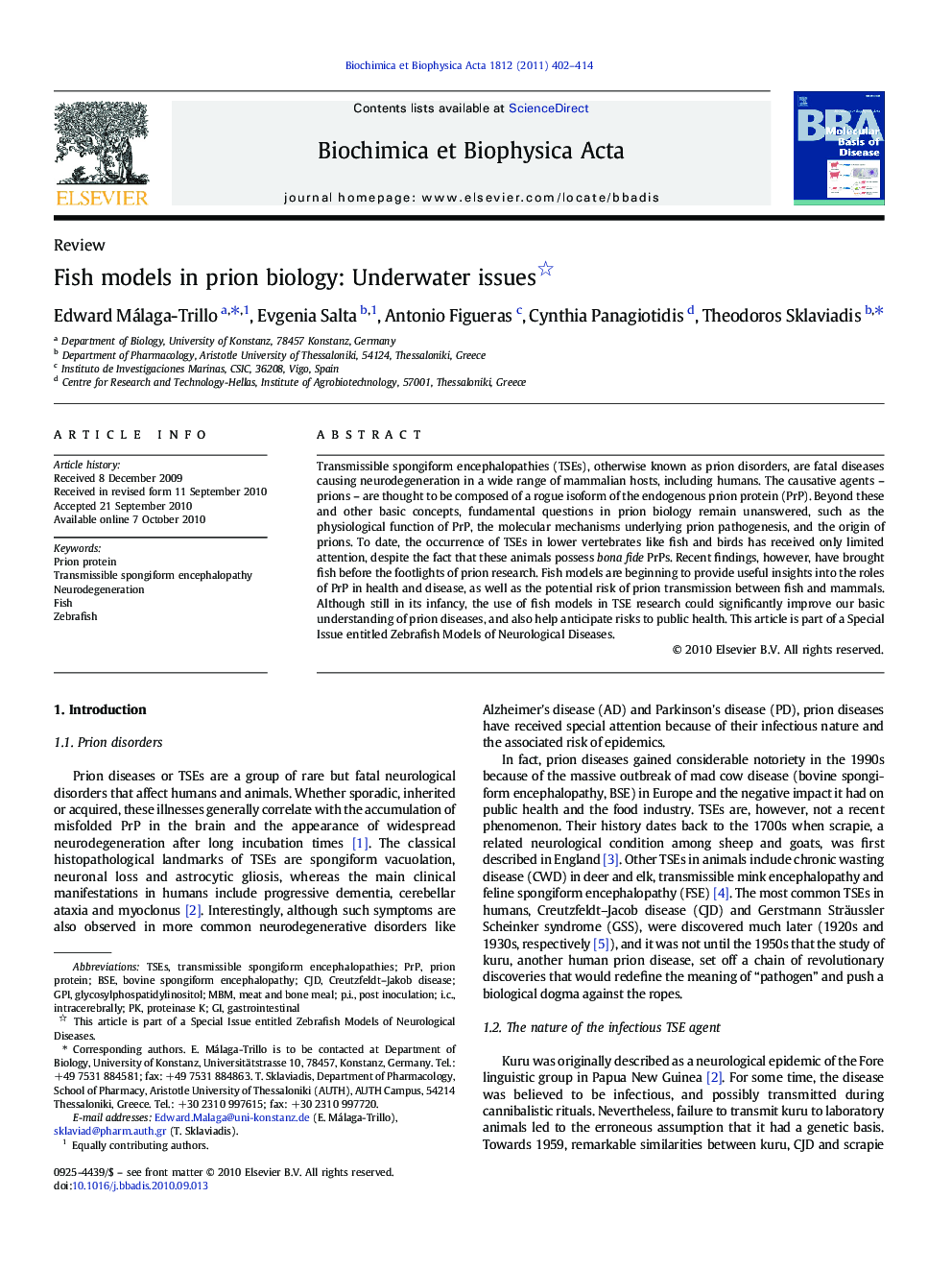 Fish models in prion biology: Underwater issues 