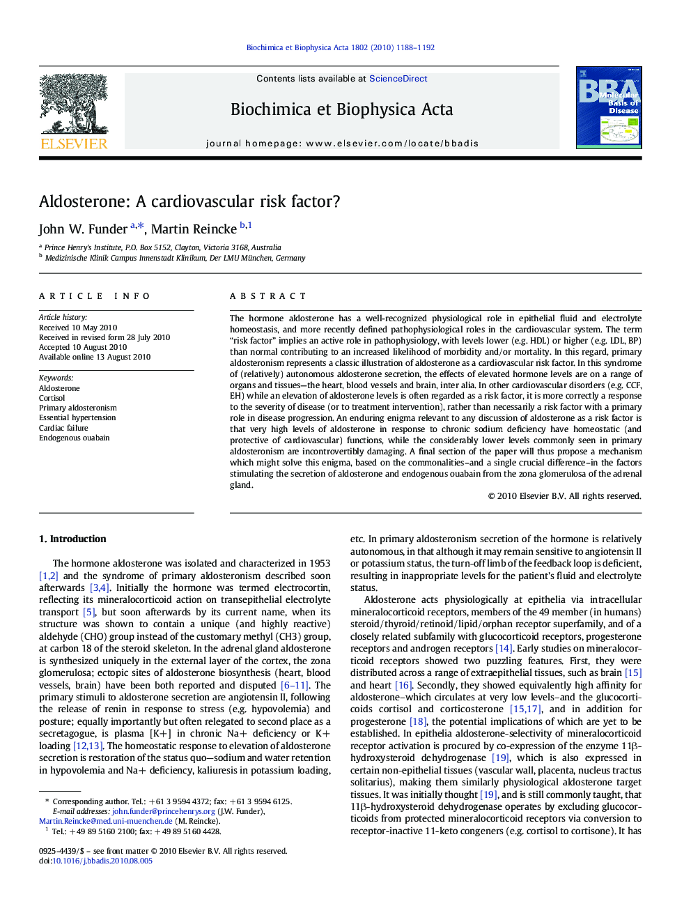 Aldosterone: A cardiovascular risk factor?