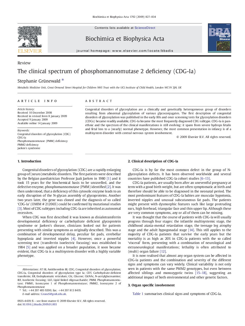 The clinical spectrum of phosphomannomutase 2 deficiency (CDG-Ia)