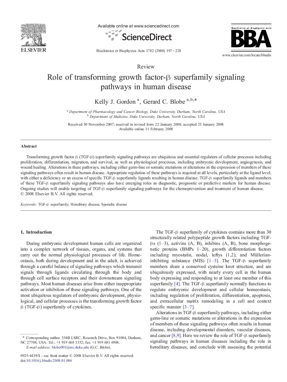 Role of transforming growth factor-β superfamily signaling pathways in human disease