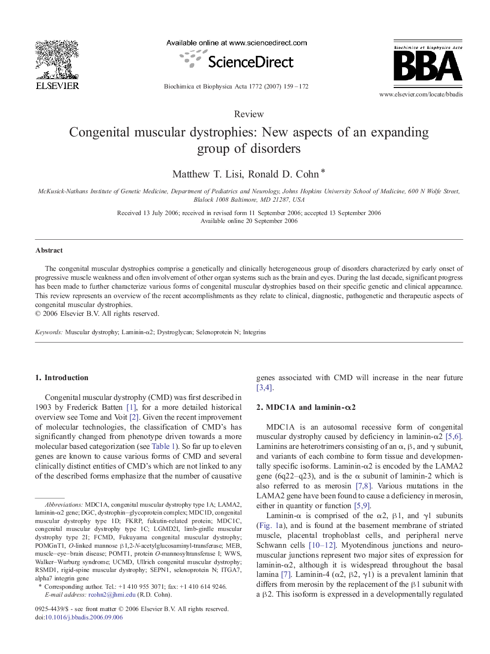 Congenital muscular dystrophies: New aspects of an expanding group of disorders