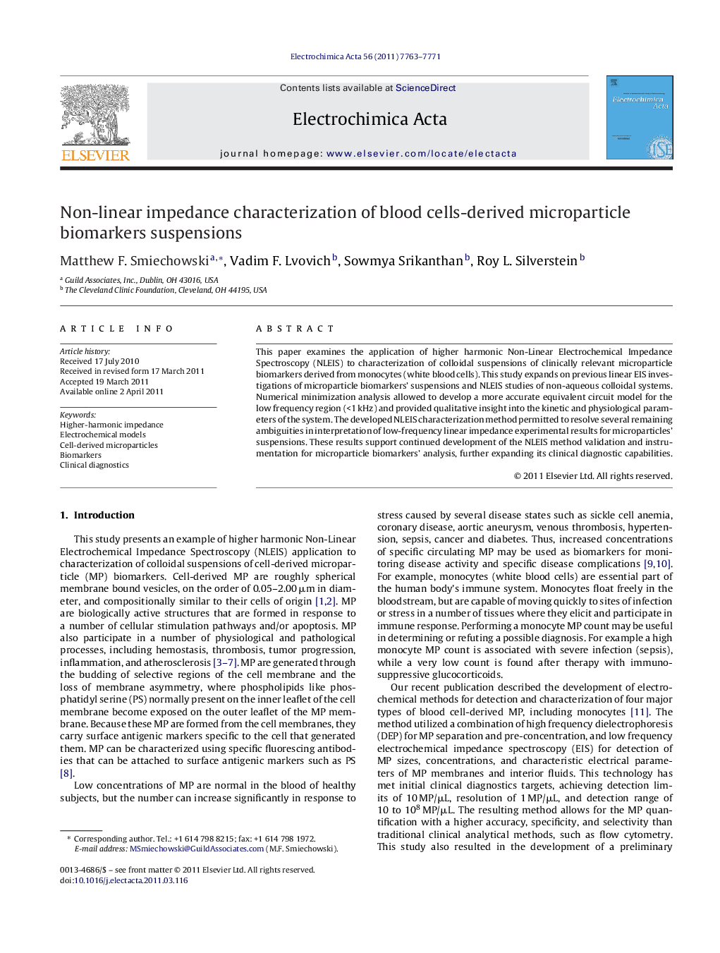 Non-linear impedance characterization of blood cells-derived microparticle biomarkers suspensions