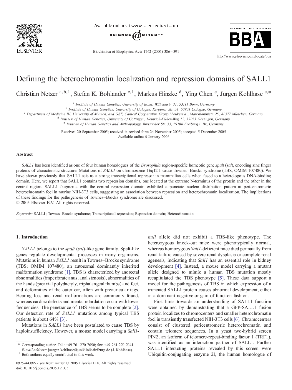 Defining the heterochromatin localization and repression domains of SALL1