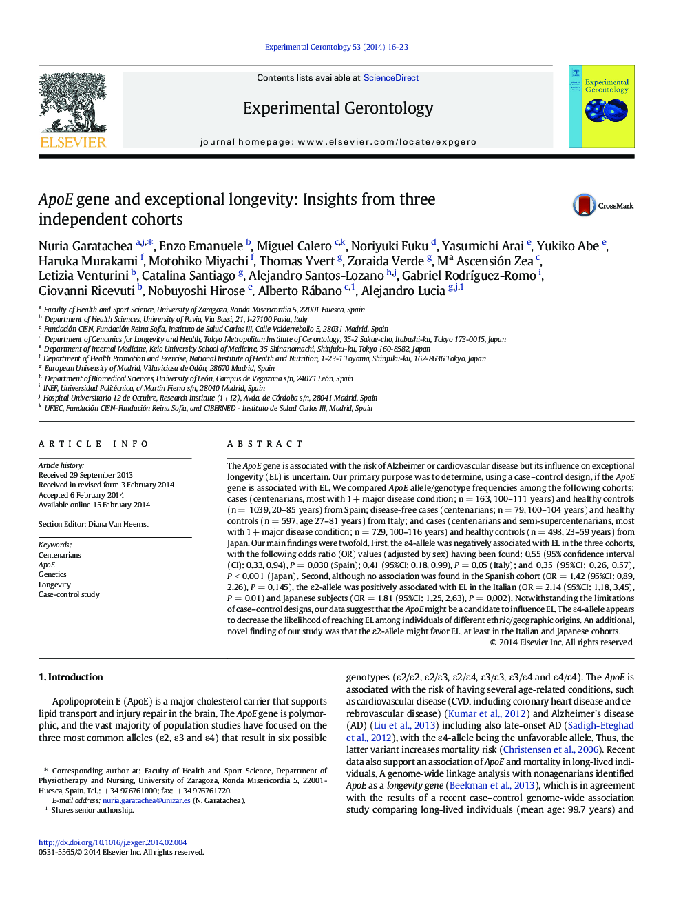 ApoE gene and exceptional longevity: Insights from three independent cohorts