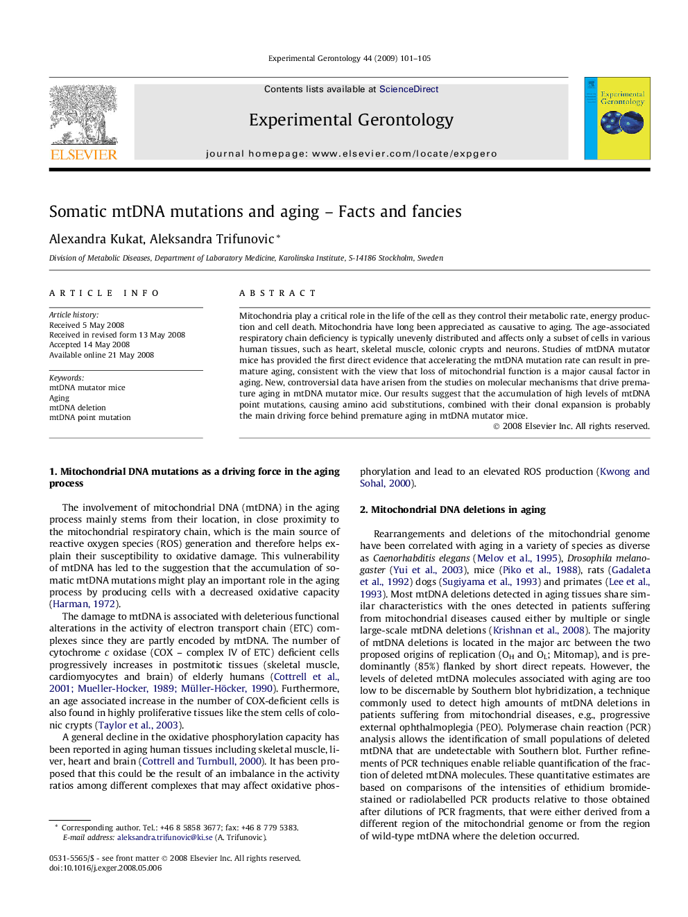 Somatic mtDNA mutations and aging – Facts and fancies