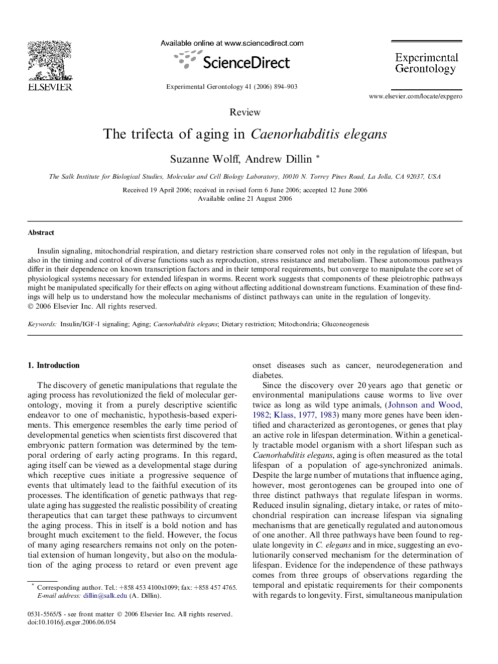 The trifecta of aging in Caenorhabditis elegans