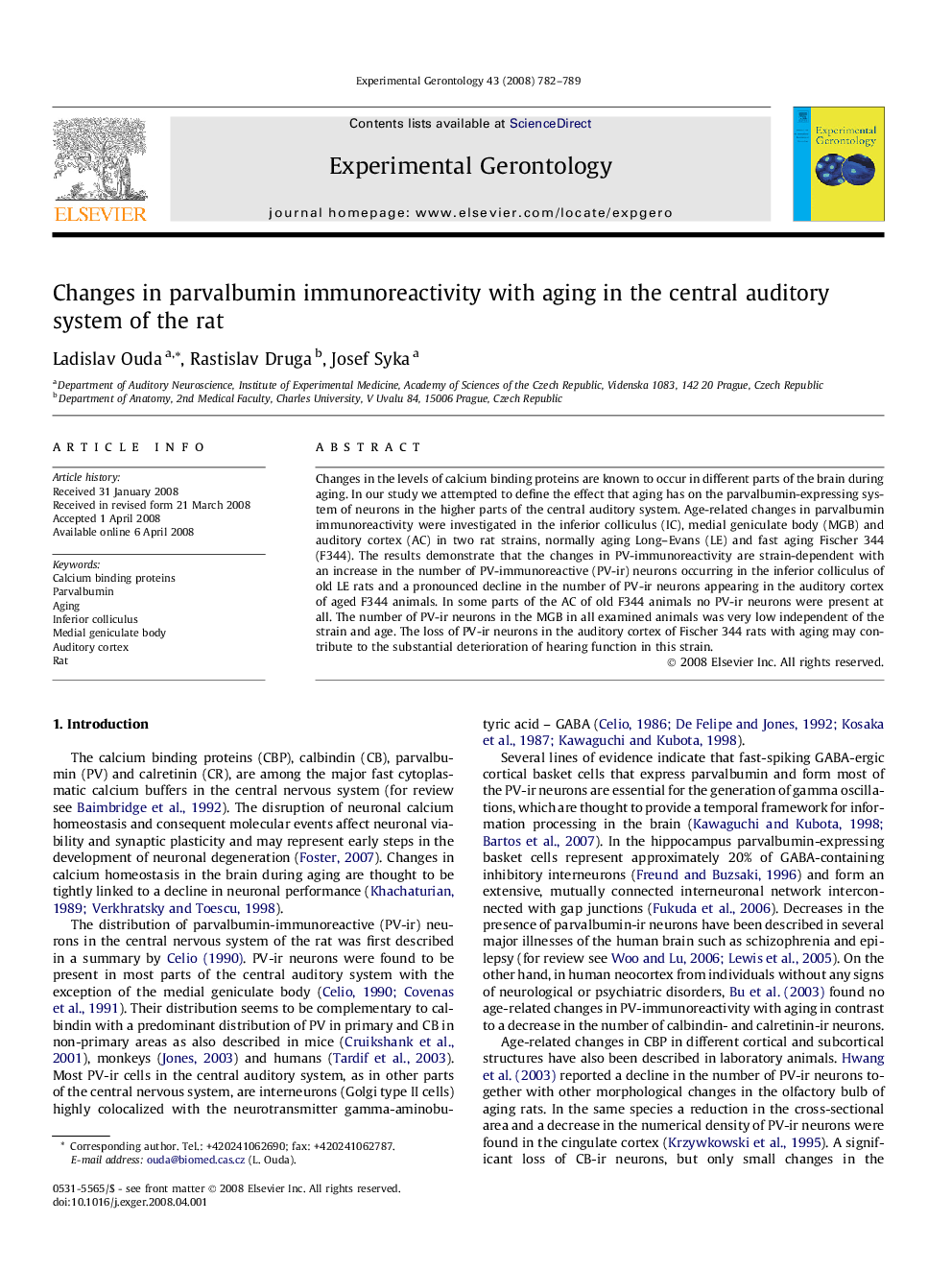 Changes in parvalbumin immunoreactivity with aging in the central auditory system of the rat