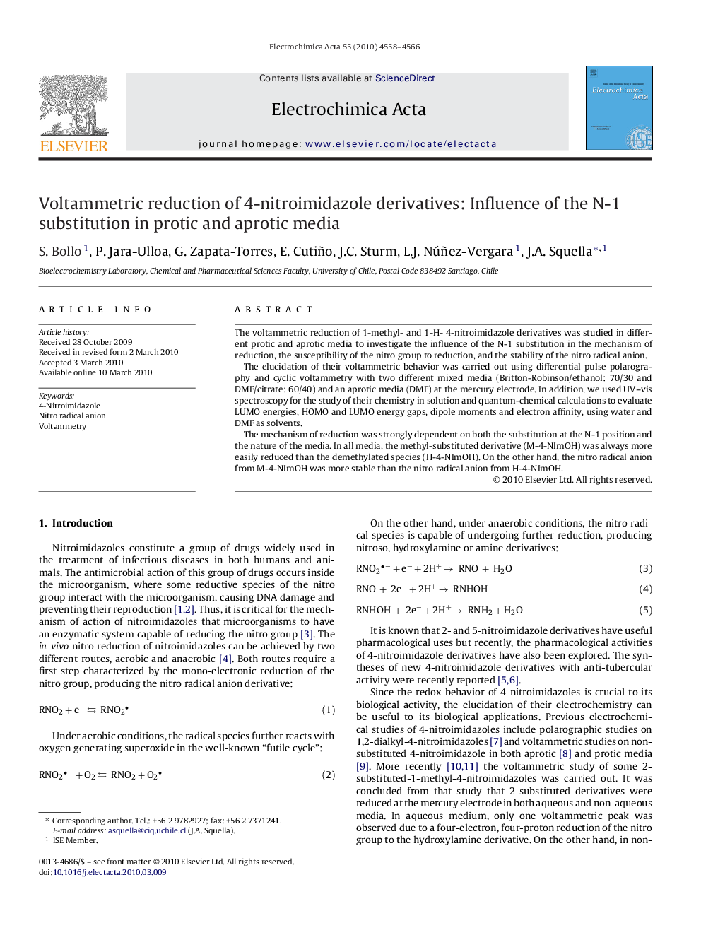 Voltammetric reduction of 4-nitroimidazole derivatives: Influence of the N-1 substitution in protic and aprotic media