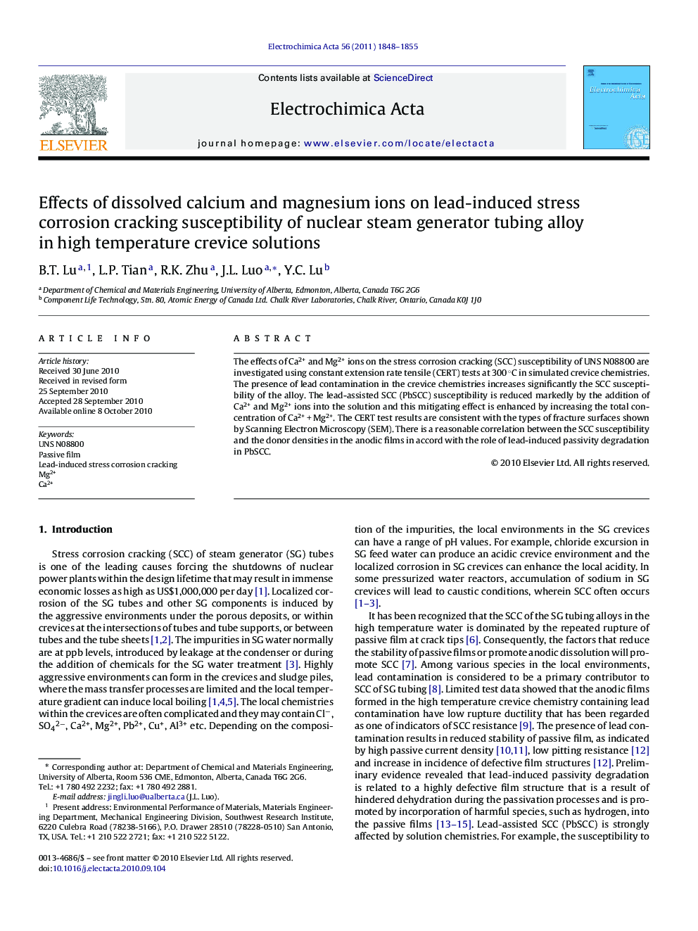 Effects of dissolved calcium and magnesium ions on lead-induced stress corrosion cracking susceptibility of nuclear steam generator tubing alloy in high temperature crevice solutions