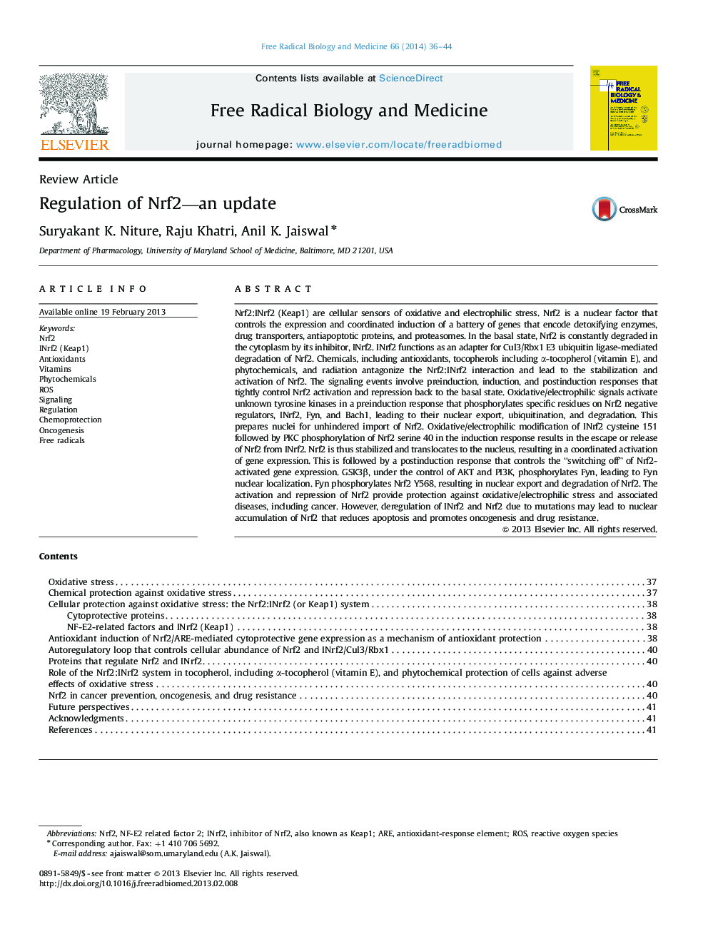 Regulation of Nrf2—an update