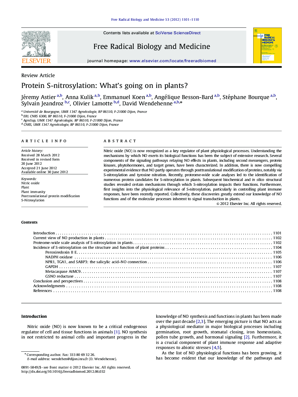 Protein S-nitrosylation: What's going on in plants?