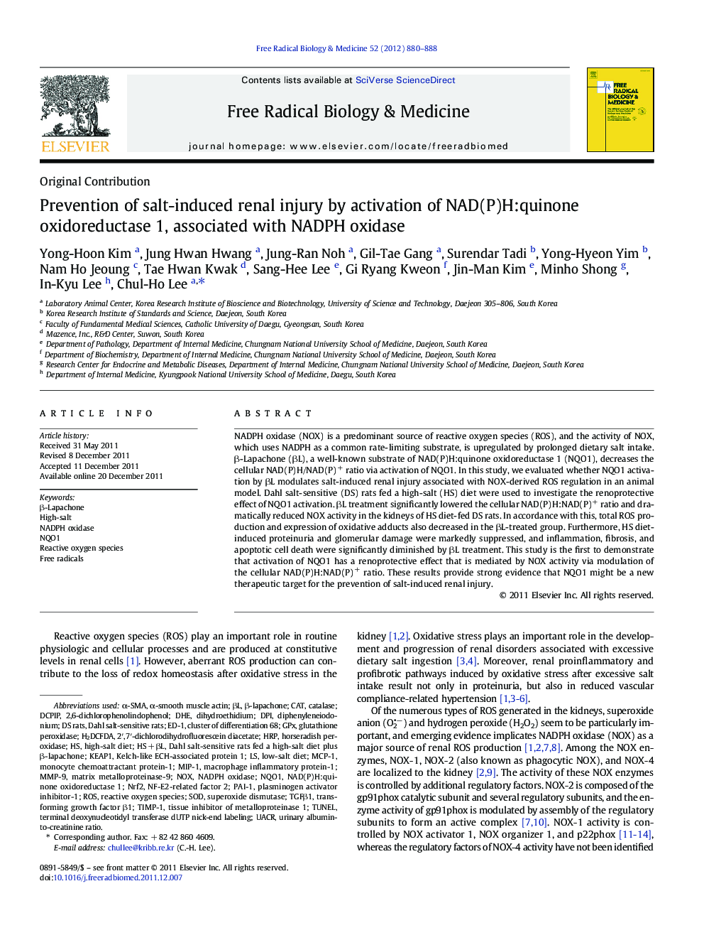 Prevention of salt-induced renal injury by activation of NAD(P)H:quinone oxidoreductase 1, associated with NADPH oxidase