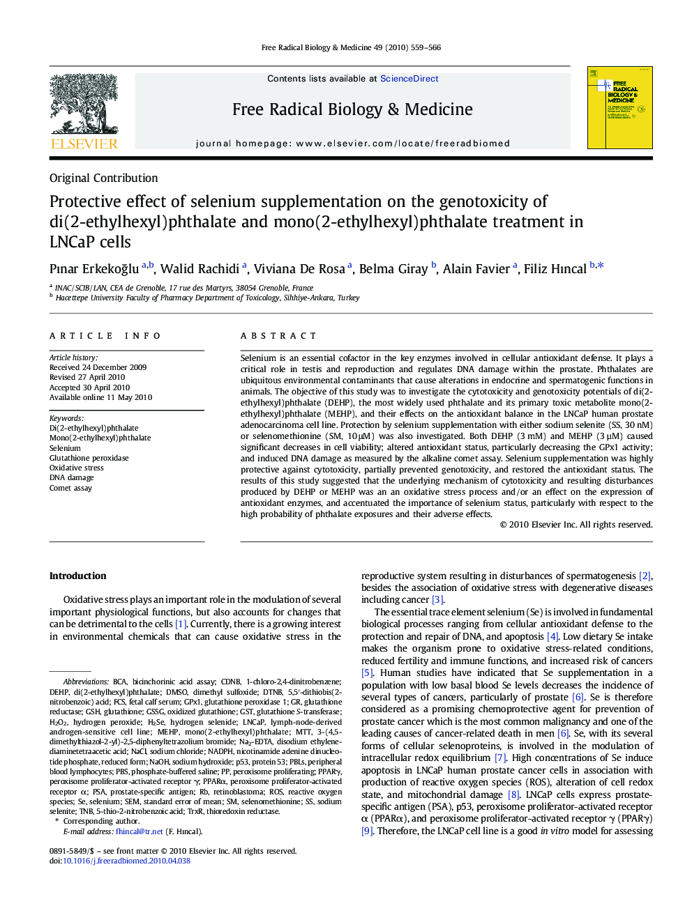Protective effect of selenium supplementation on the genotoxicity of di(2-ethylhexyl)phthalate and mono(2-ethylhexyl)phthalate treatment in LNCaP cells