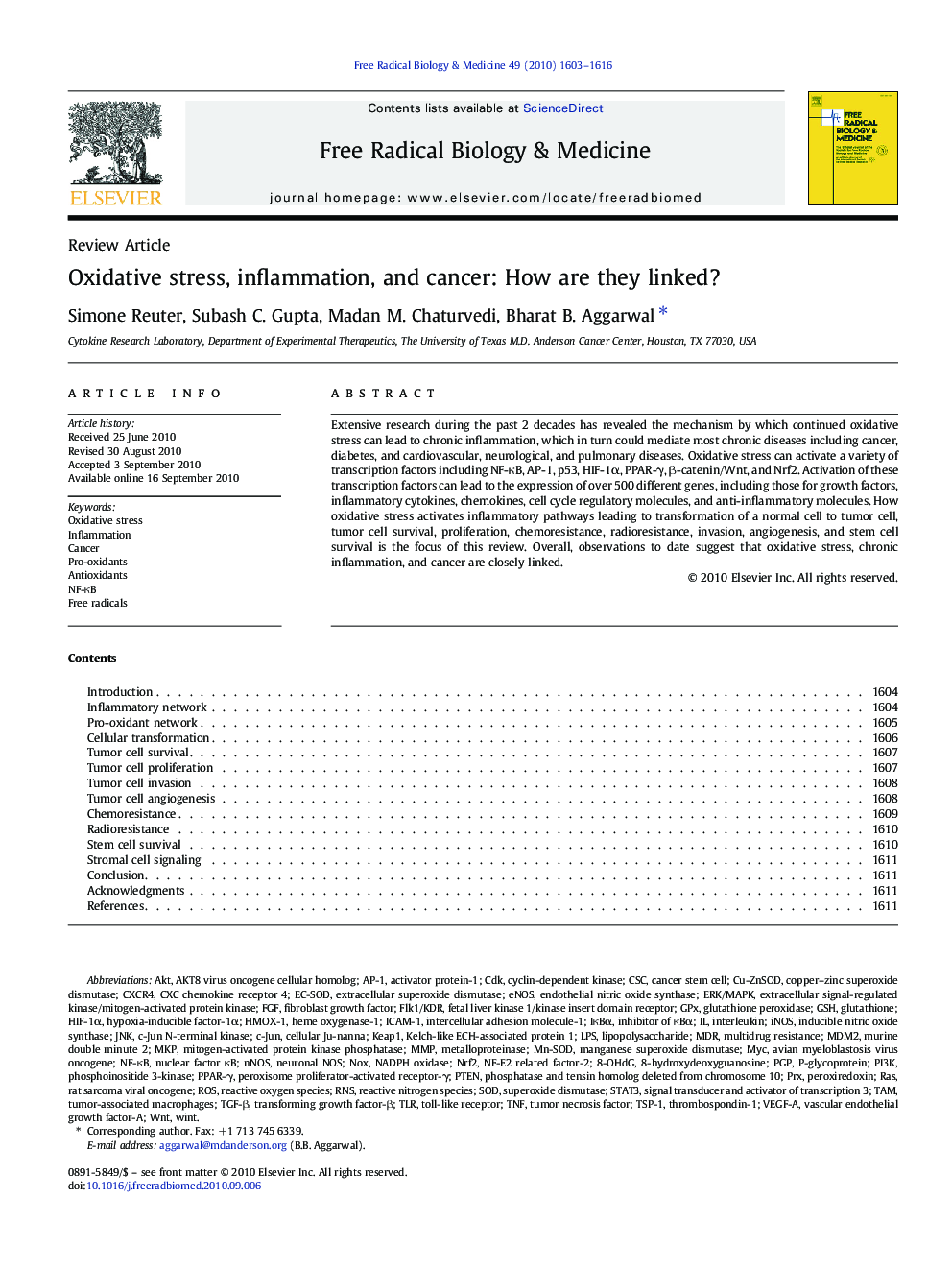 Oxidative stress, inflammation, and cancer: How are they linked?