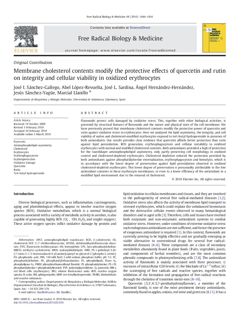 Membrane cholesterol contents modify the protective effects of quercetin and rutin on integrity and cellular viability in oxidized erythrocytes