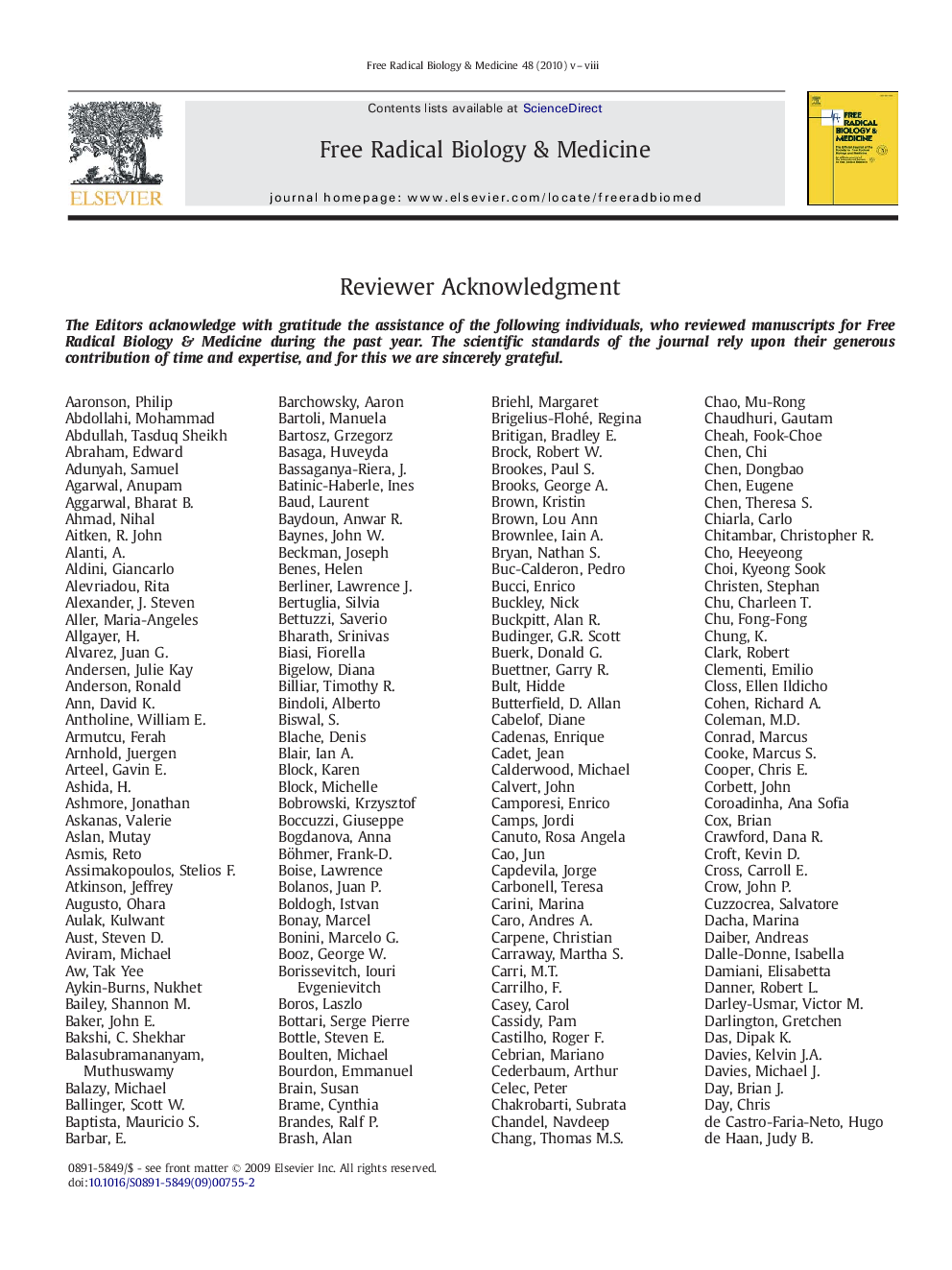 Reviewer Acknowledgment
