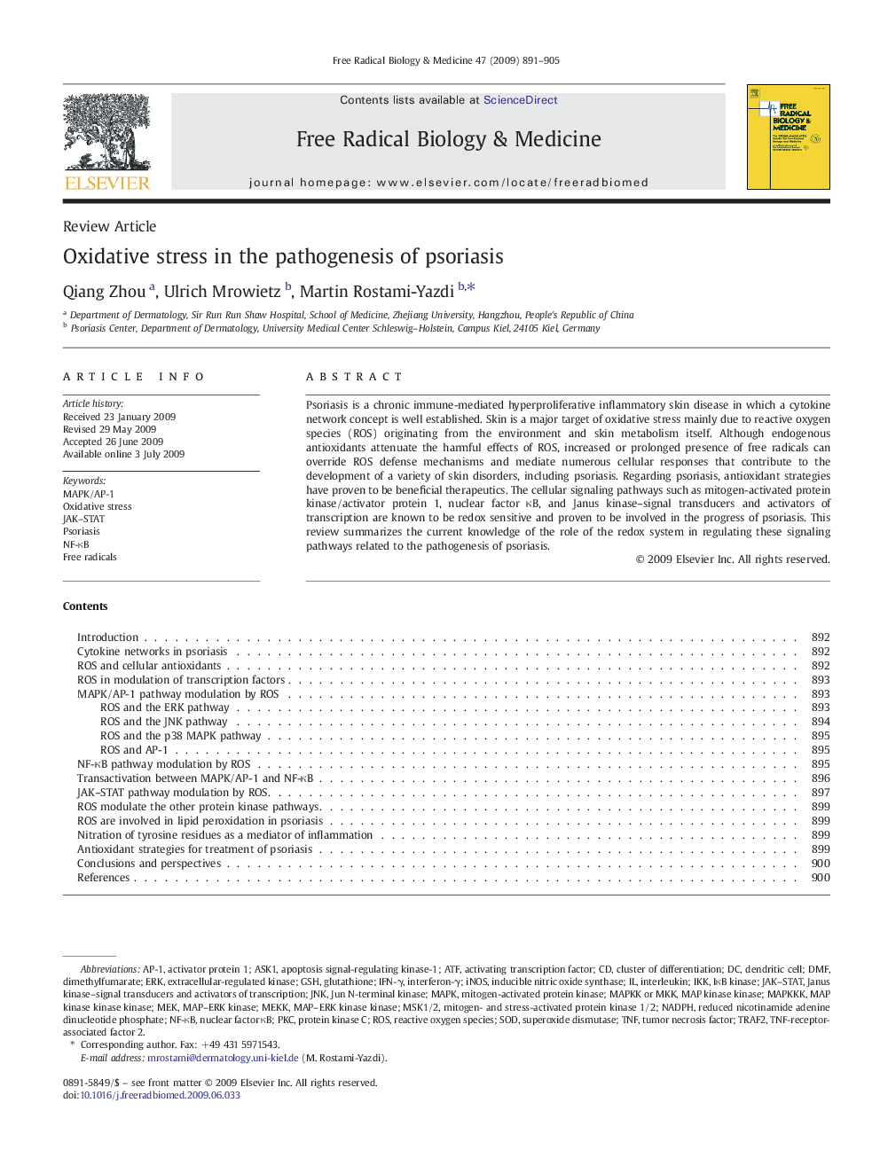 Oxidative stress in the pathogenesis of psoriasis