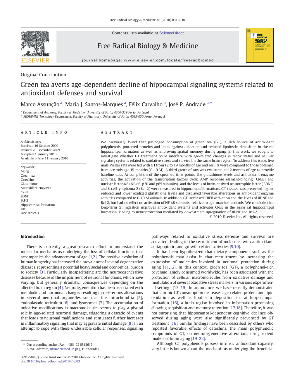 Green tea averts age-dependent decline of hippocampal signaling systems related to antioxidant defenses and survival