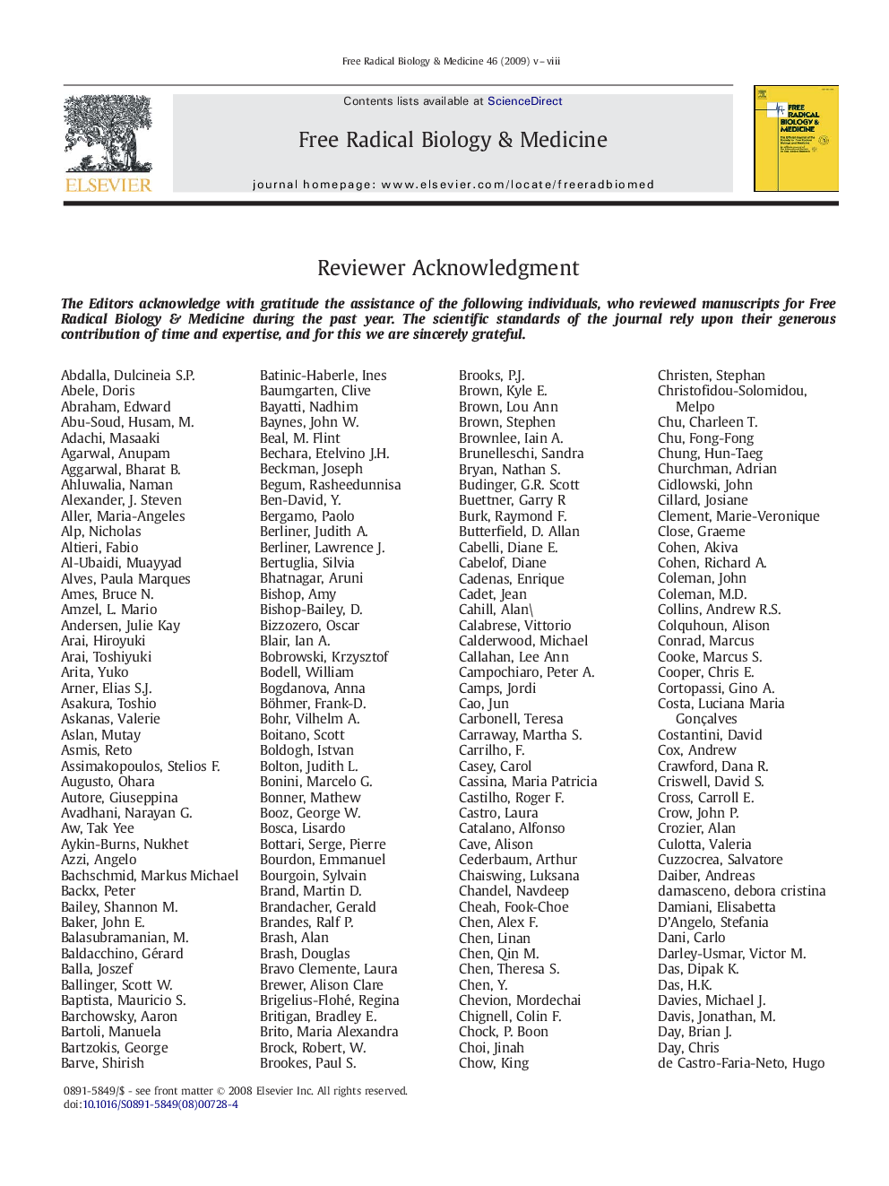 Reviewer Acknowledgment