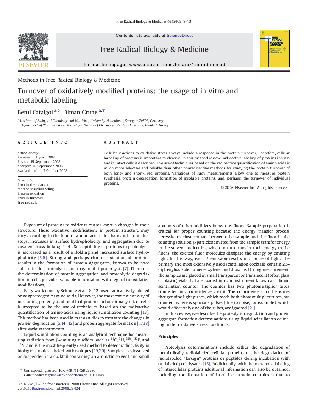 Turnover of oxidatively modified proteins: the usage of in vitro and metabolic labeling