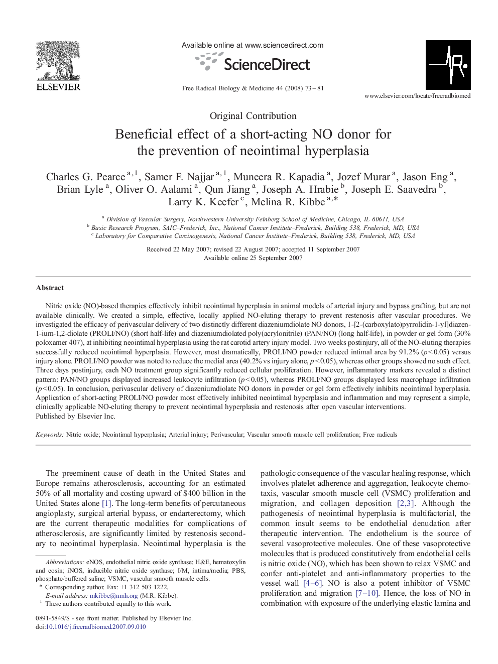 Beneficial effect of a short-acting NO donor for the prevention of neointimal hyperplasia