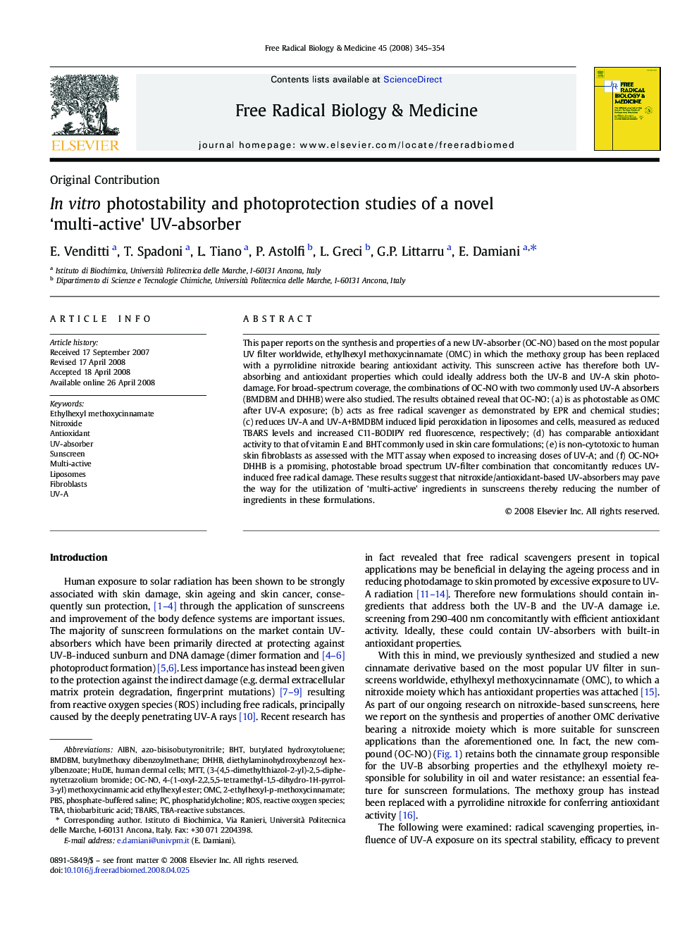 In vitro photostability and photoprotection studies of a novel 'multi-active' UV-absorber