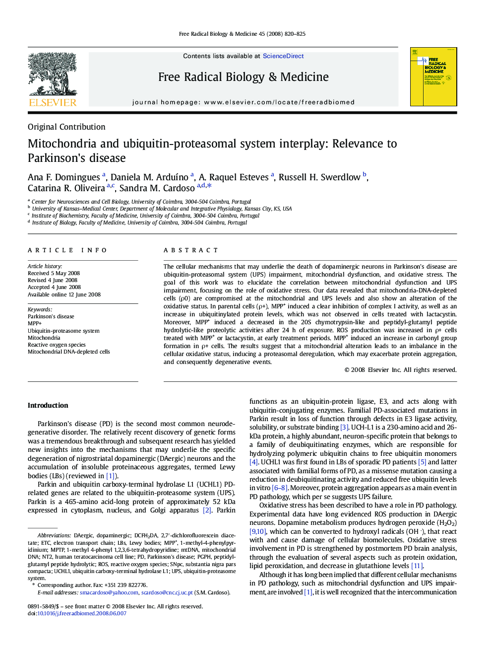 Mitochondria and ubiquitin-proteasomal system interplay: Relevance to Parkinson's disease